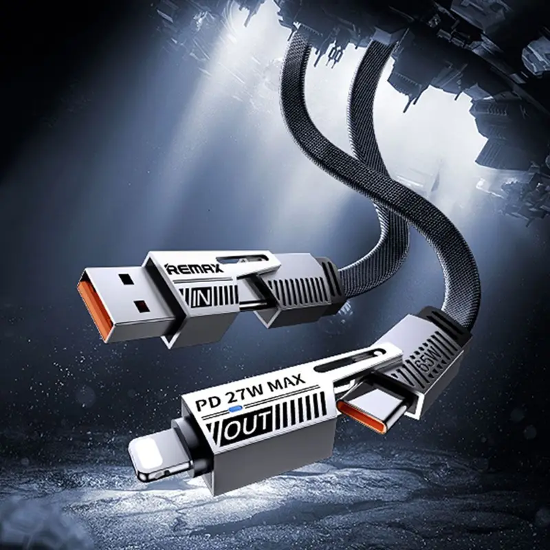 Data Kabl Remax Rc-c189 PD 65w, QC 3.0 USB Lightning 27w, 2U1 Crni 1M