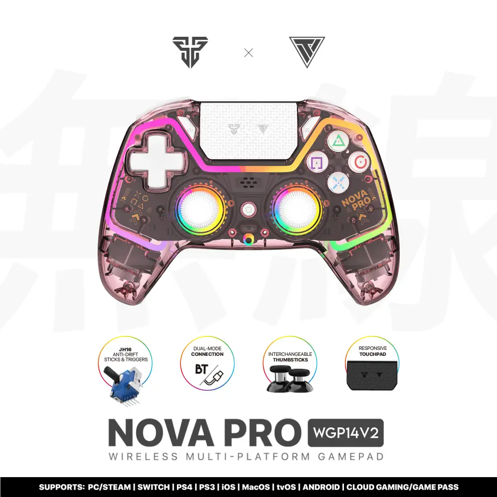 Joypad Wireless Fantech Wgp14v2 NOVA PRO Multiplatform RGB Clear Sakura