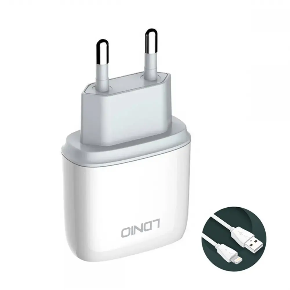 Kucni Punjac Ldnio A1209q Qc3.0, 18W sa Iphone Lightning Kablom Beli