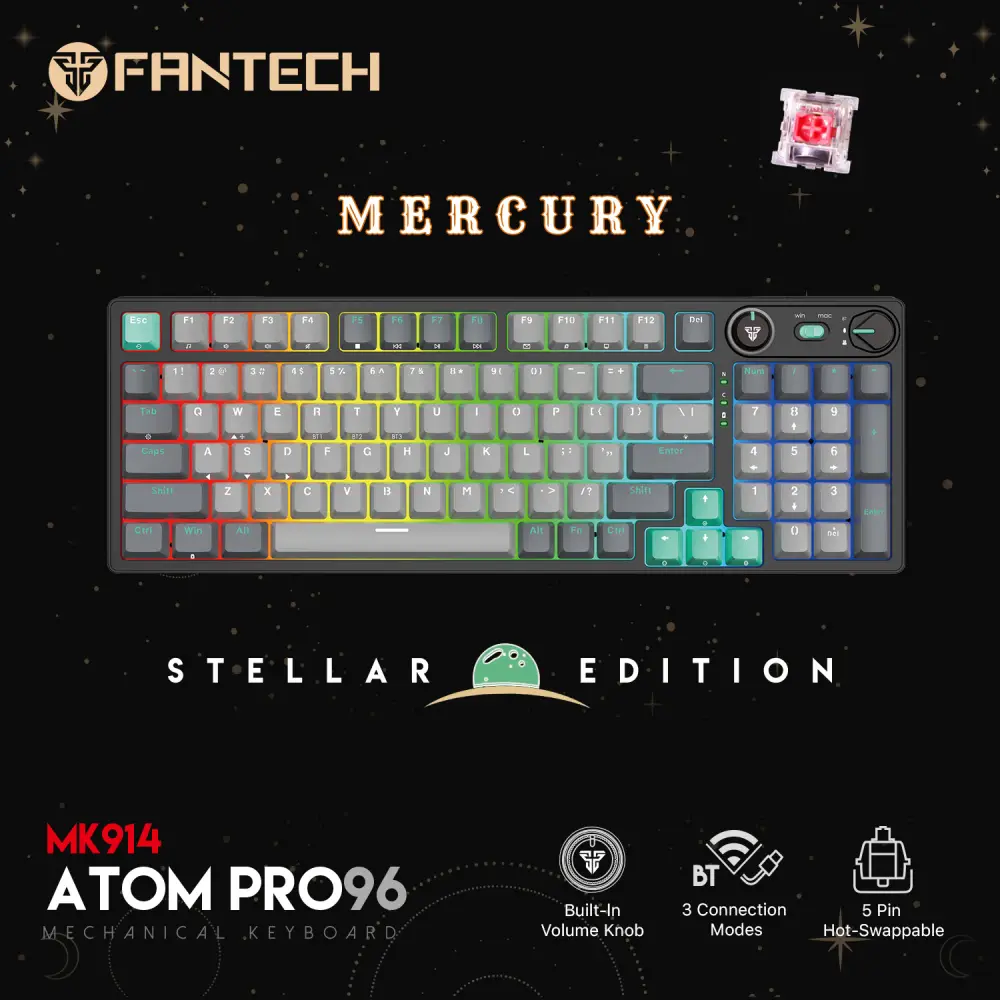 Tastatura Mehanicka Gaming Fantech MK914 RGB Atom PRO96 Wireless Mercury (red Switch)