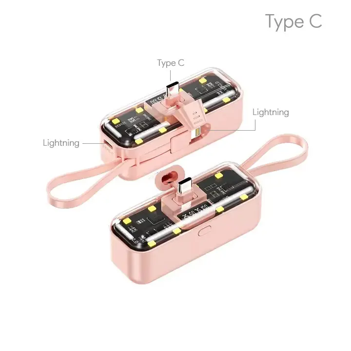 Power Bank Prenosiva Baterija Privezak Oxpower 5000mah Type C Roze