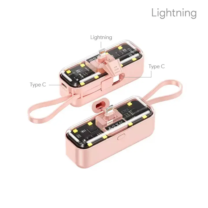 Power Bank Prenosiva Baterija Privezak Oxpower 5000mah Lightning Roze