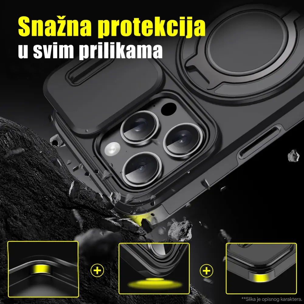 Torbica Camshield Ring Stand za Samsung S938B Galaxy S25 Ultra Crna