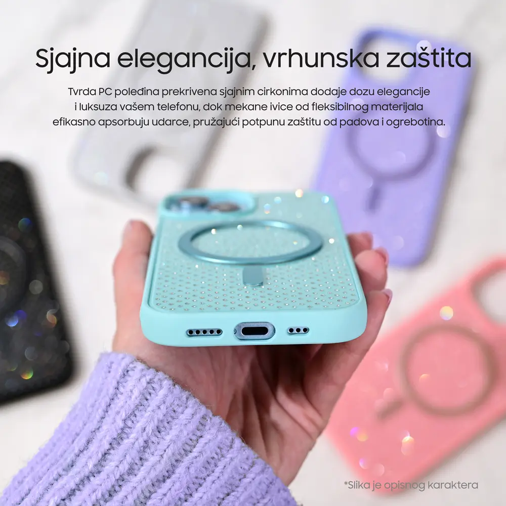 Torbica Magsafe Crystal Glow za Iphone 15 Pro Max 6.7 Mint