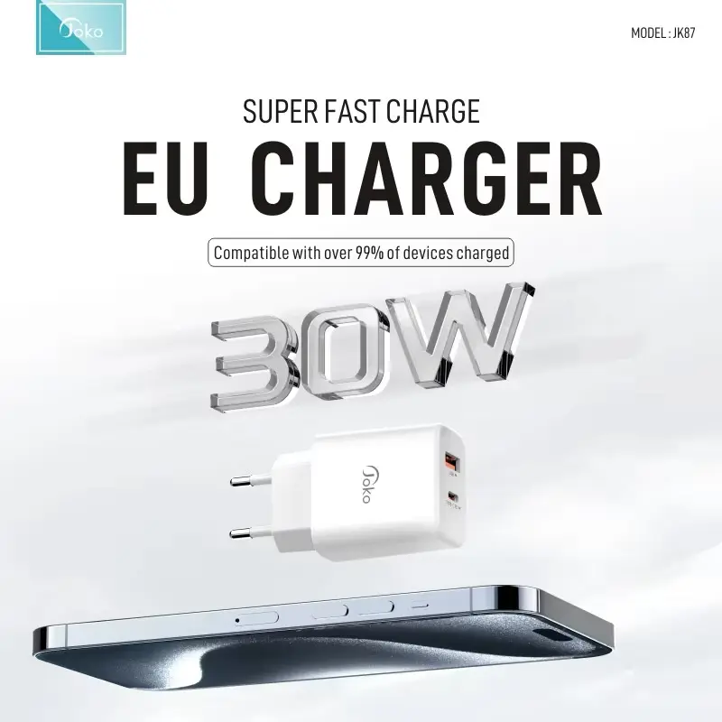 Kucni Punjac Konfulon Jk87, QC 20w, PD 30w, sa Iphone Lightning Kablom Beli
