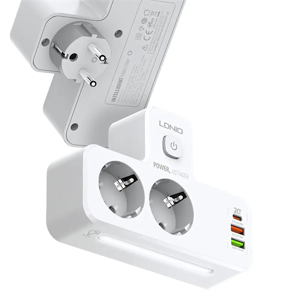 Produzni Kabl Ldnio Se2337 2500W (lopov) EU 2 Uticnice + 2XUSB Qc3.0 18w, PD 20W Beli