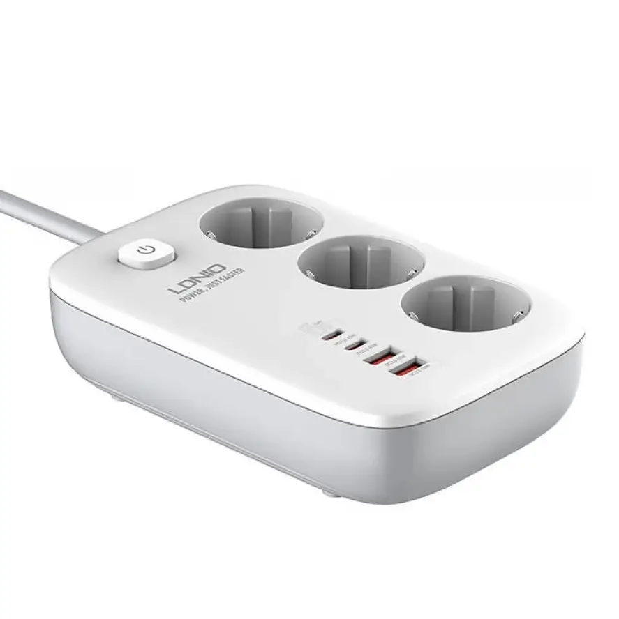 Produzni Kabl Ldnio Se3436 3250W EU 3 Uticnice + 2XUSB QC 60w, 2XPD 65w, Pps, Gan 2M Beli