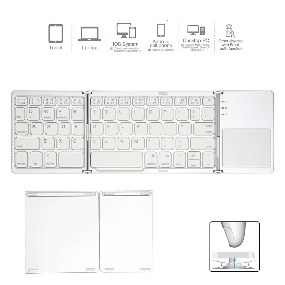 Tastatura Wireless sa Touchpadom Rasklopiva Bela