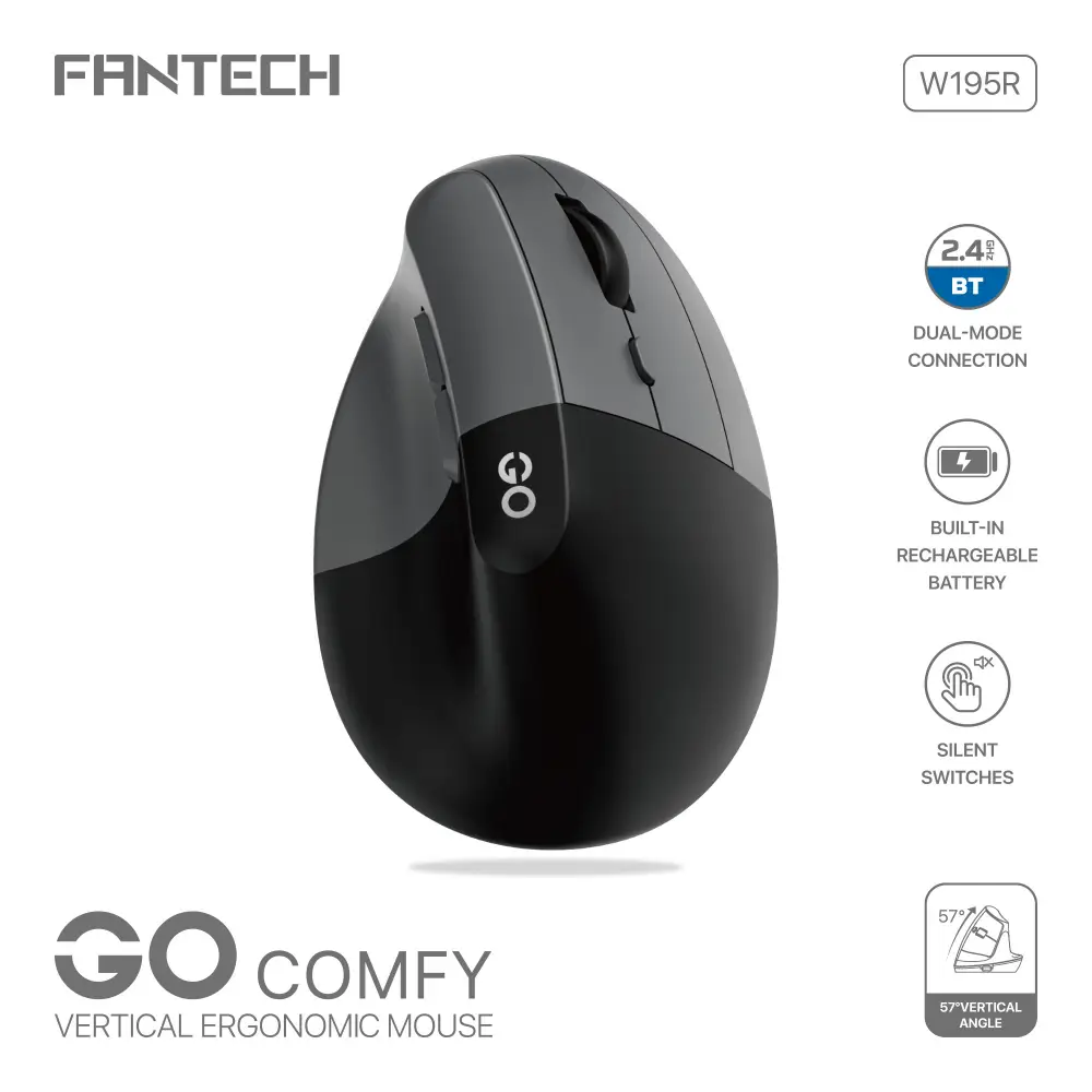 Mis Wireless Fantech W195R GO Comfy Sivi