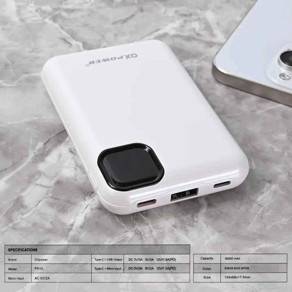 Power Bank Prenosiva Baterija Oxpower PD12 10000mah Bela