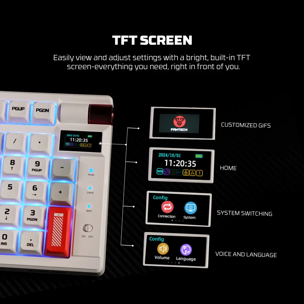 Tastatura Mehanicka Gaming Fantech MK918 RGB Atom PRO97 Wireless Bela (red Switch)