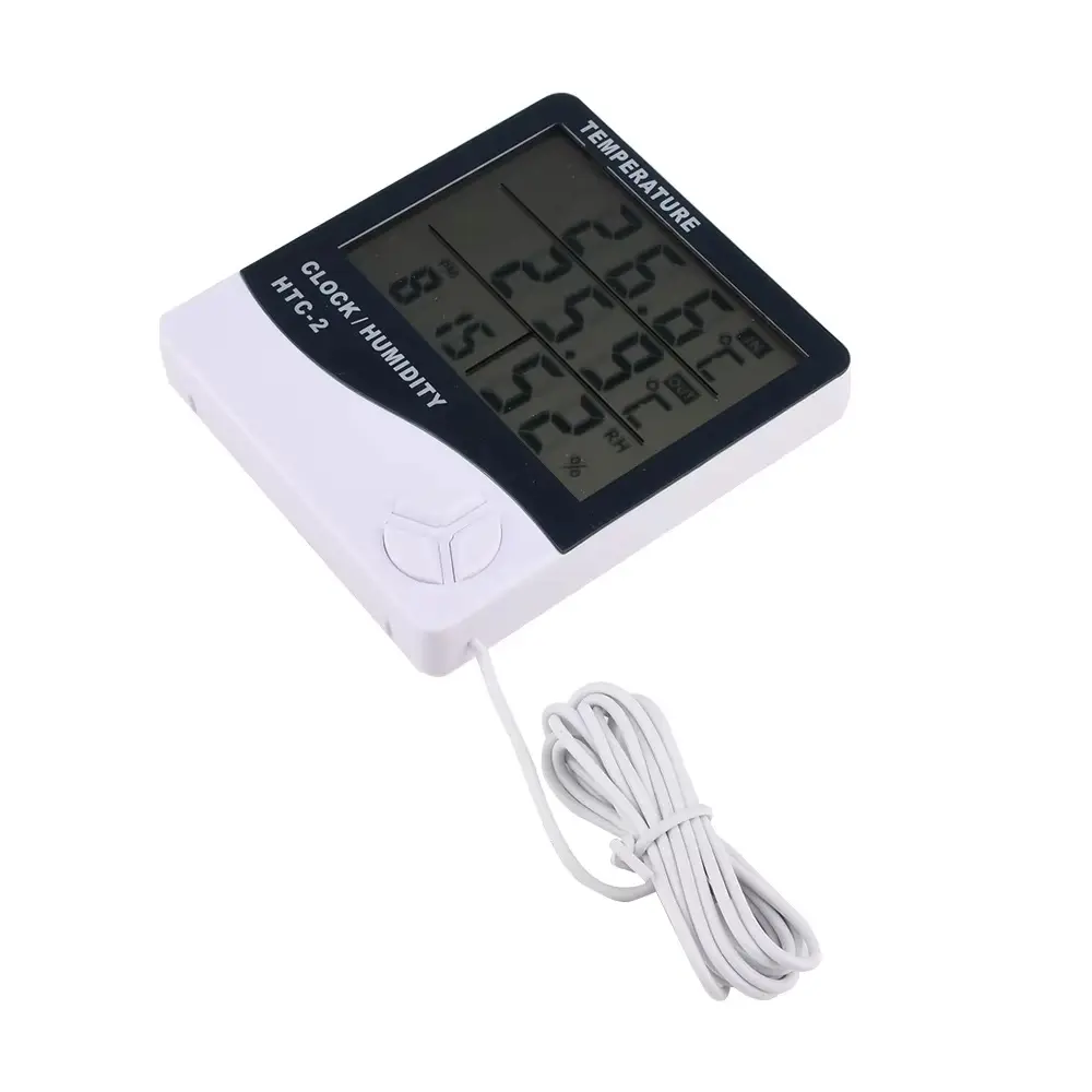 Termometar HTC-2 JWD Temperetura, Sat, Vlaznost Vazduha, Sonda Beli