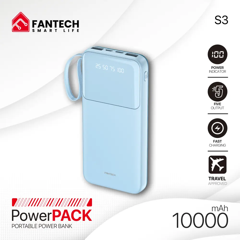 Power Bank Prenosiva Baterija Fantech S3 10000mah, 10W Plavi