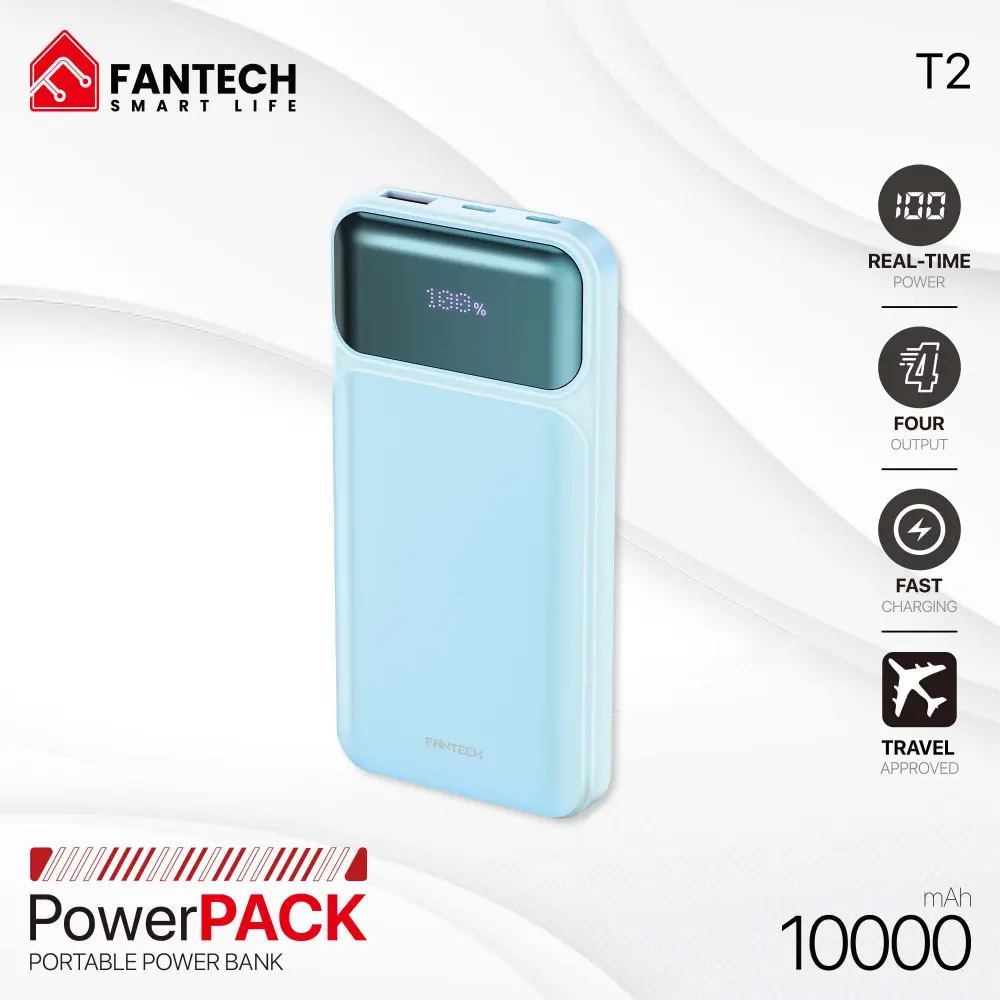 Power Bank Prenosiva Baterija Fantech T2 10000mah Qc, Pd, 22.5w Plavi