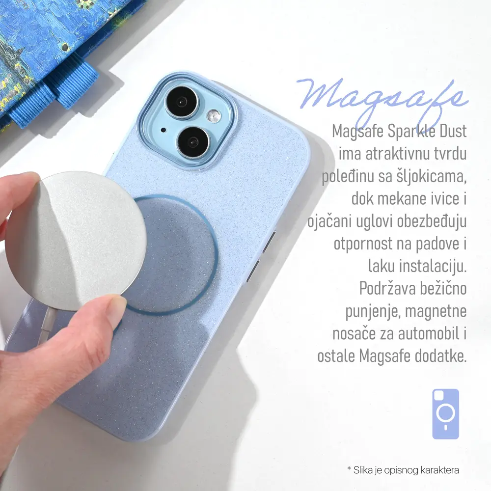 Torbica Magsafe Sparkle Dust za Iphone 15 6.1 Zuta
