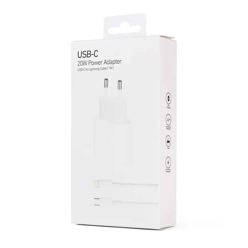 Kucni Punjac PD Fast Charger 20W za Iphone 11-14 sa PD Lightning Kablom CE Beli