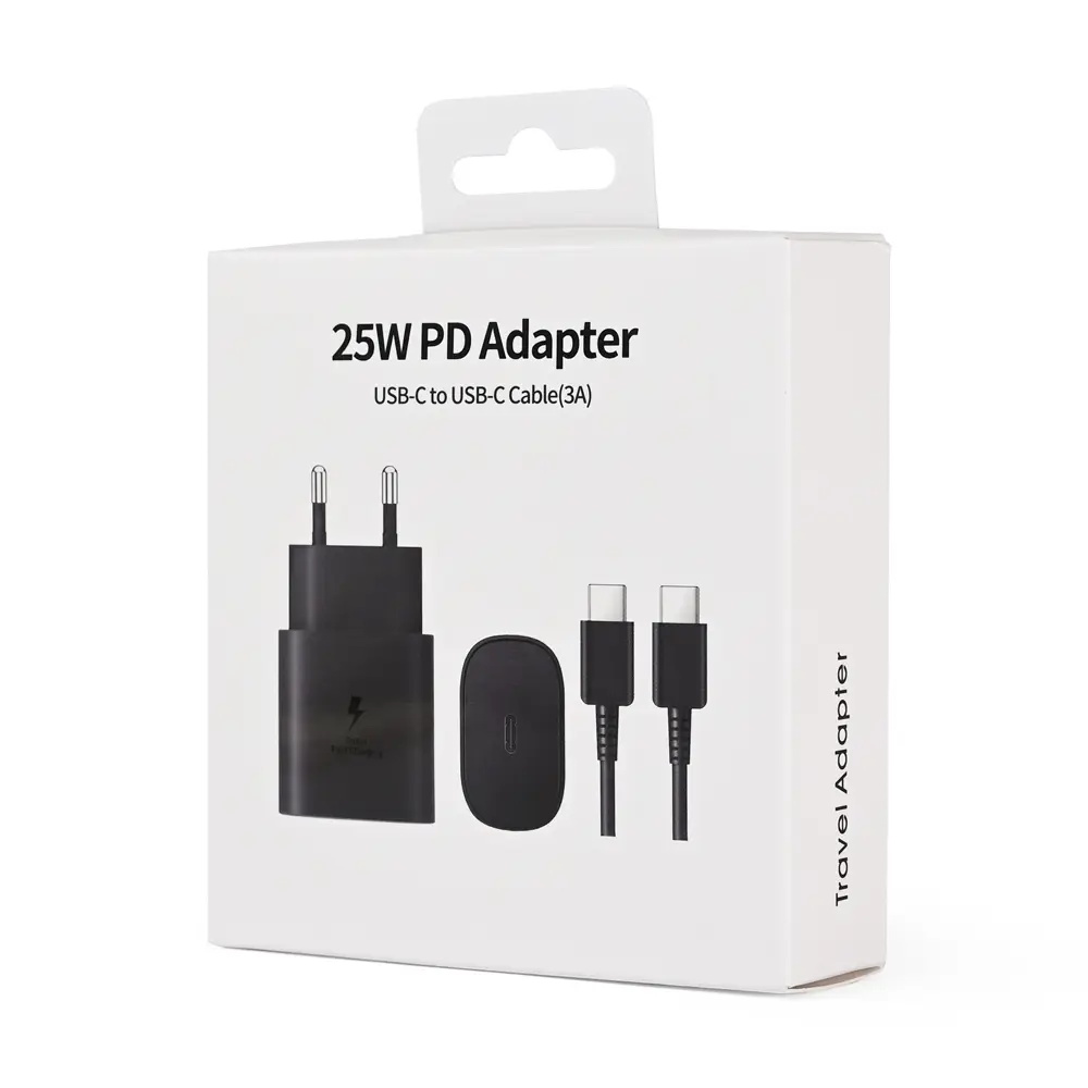 Kucni Punjac PD Fast Charger 25W za Samsung sa PD Type C Kablom CE Crni