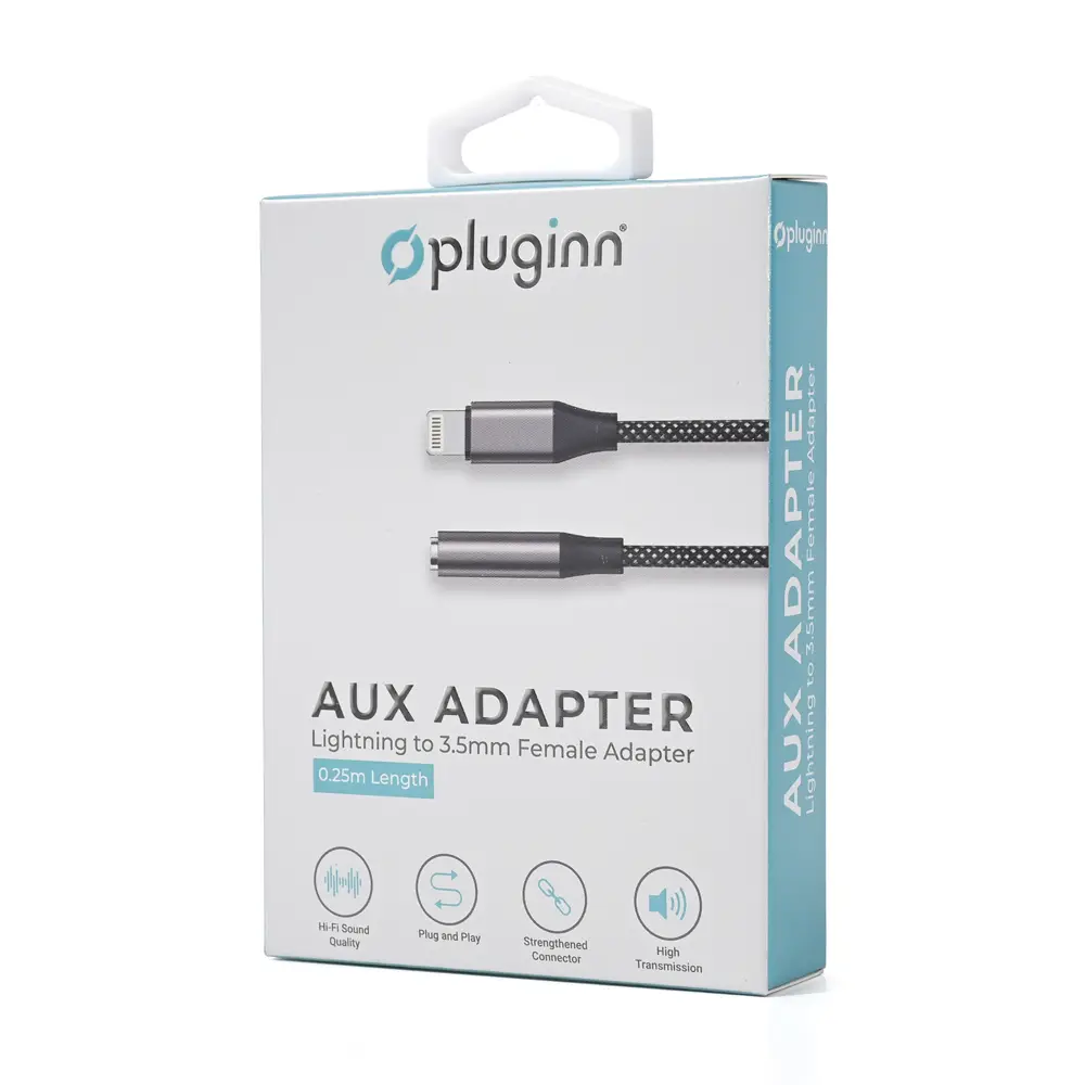 Adapter Pluginn AUX Z na Lightning 0.25m Crni