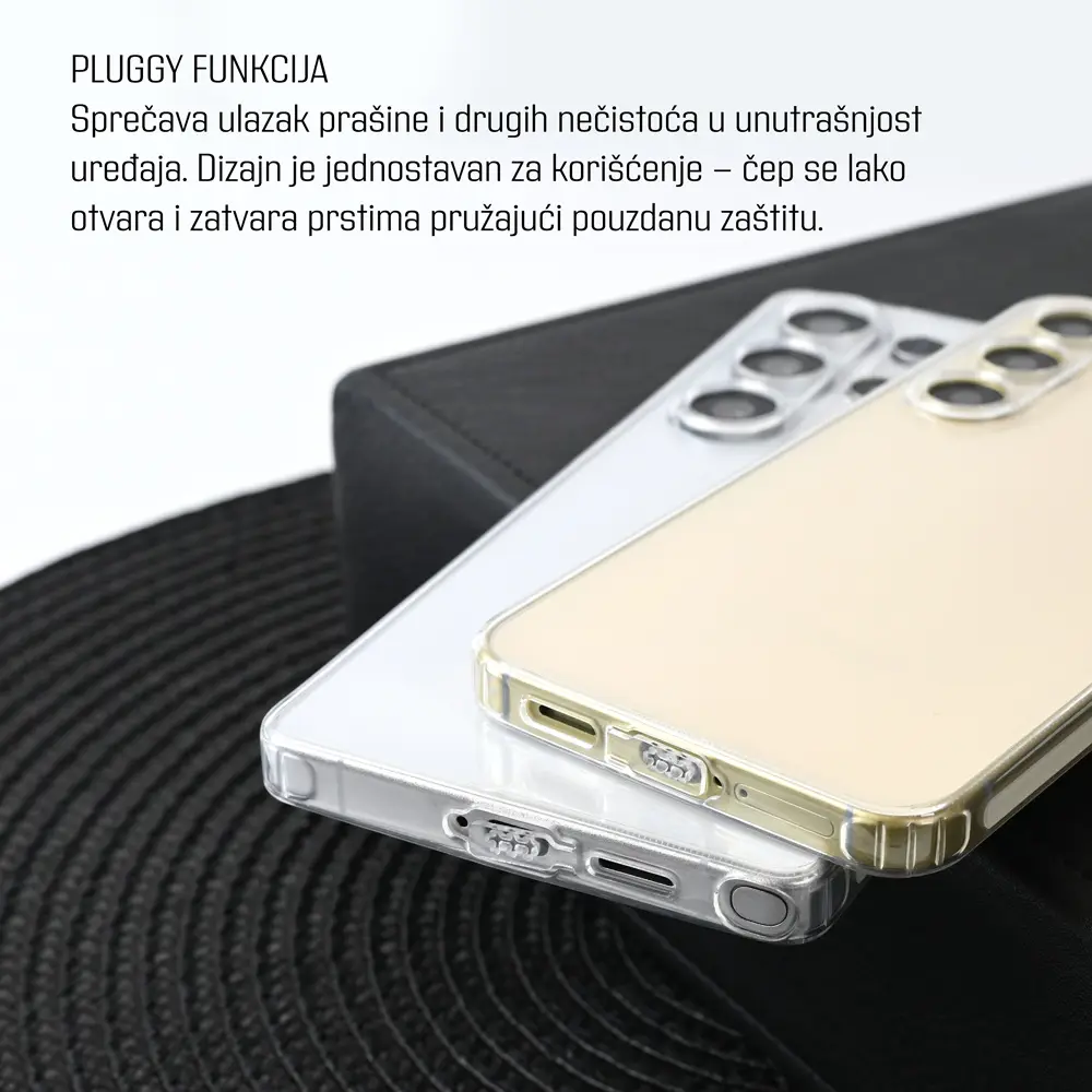 Torbica Silikonska Ultra Thin With Pluggy za Samsung S928B Galaxy S24 Ultra Transparent