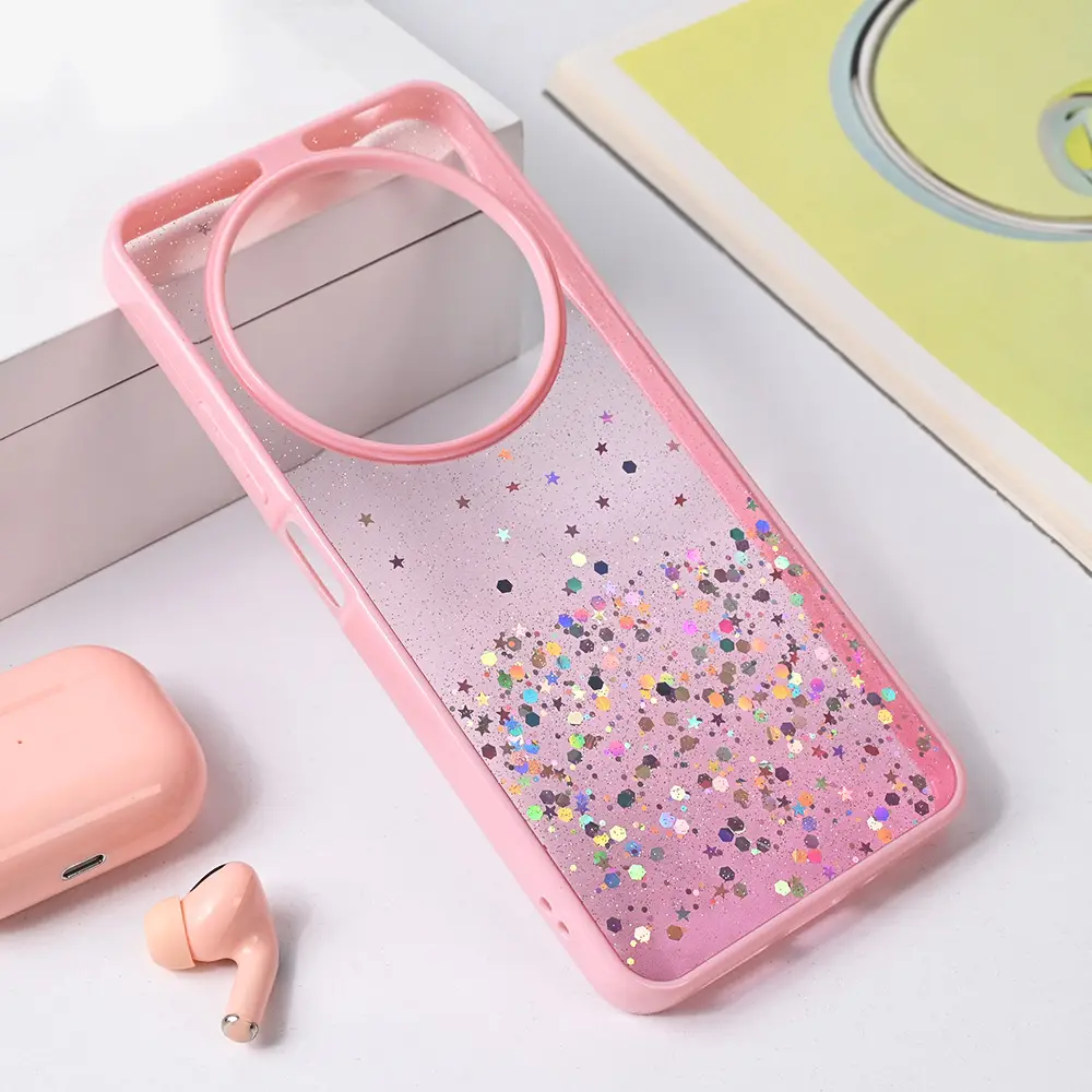 Torbica Frame Glitter za Xiaomi Redmi 14C Roze