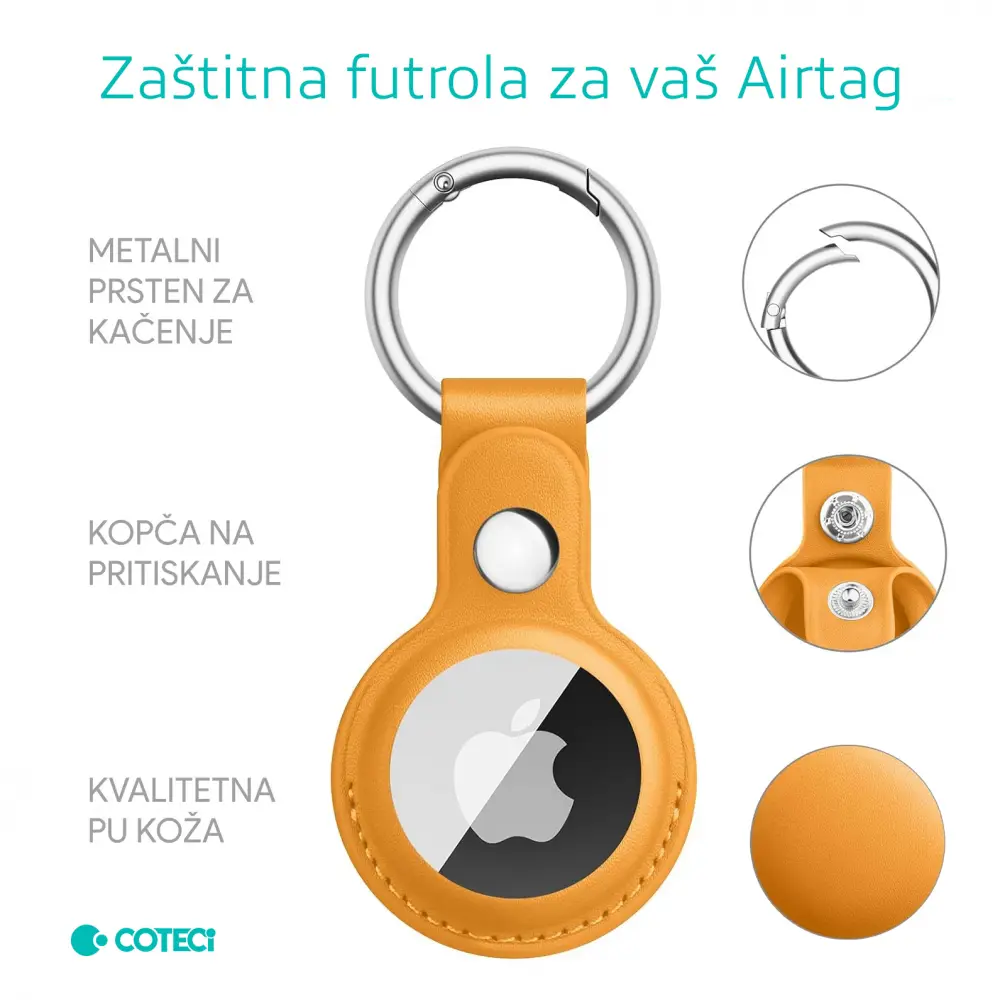 Kozna Futrola za Airtag Coteci Zuta
