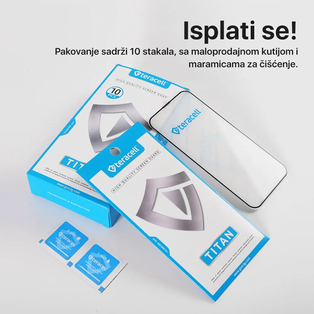 Zastitno Staklo Tempered Glass Teracell Titan 2.5d 10U1 za Xiaomi Redmi Note 14 4G (srb) Crni