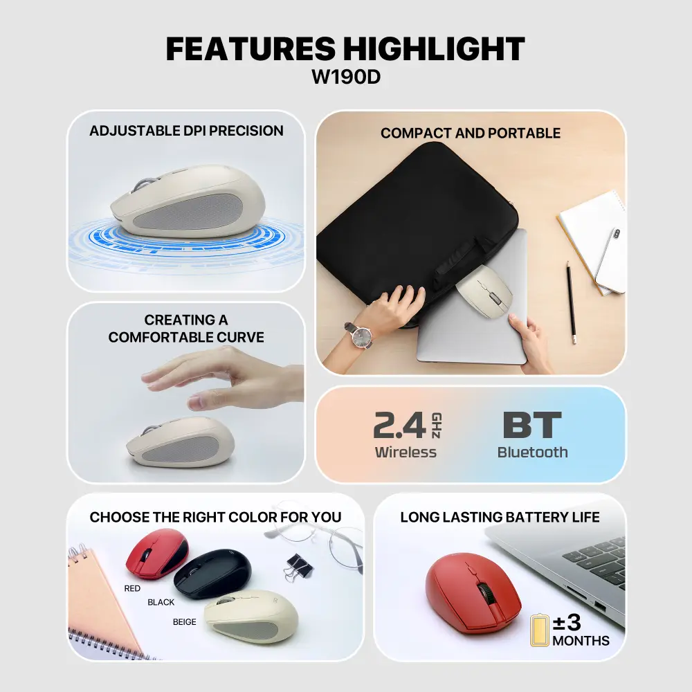 Kancelarijski Wireless Mis Fantech W193D Bez