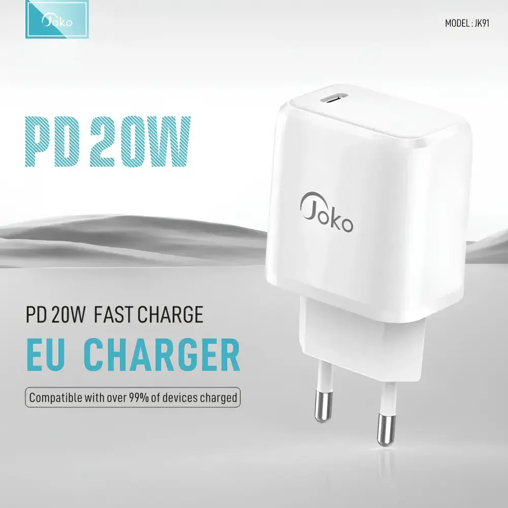 Kucni Punjac Konfulon Jk91+dc66 PD20W sa PD Kablom Type C na Iphone Lightning Beli