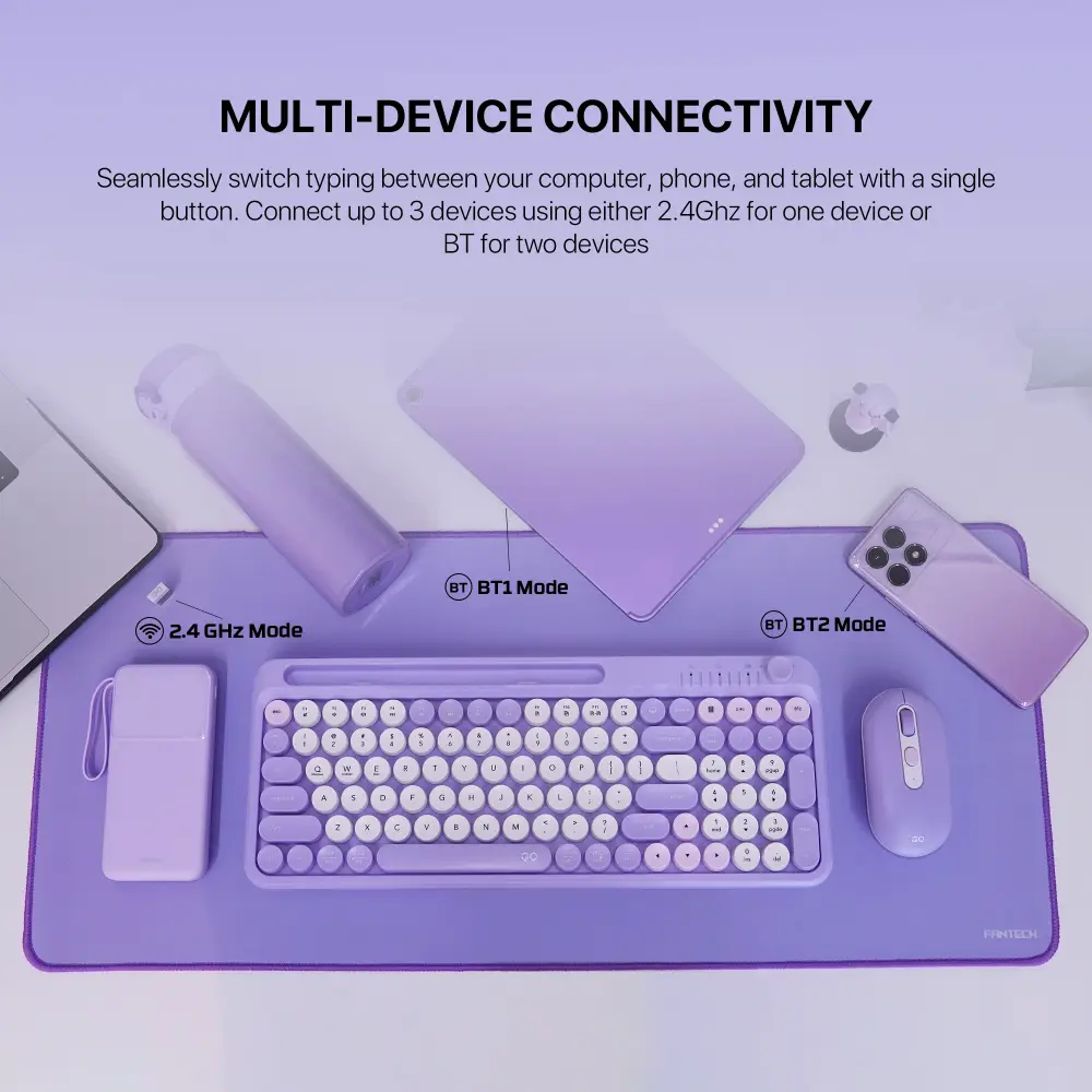Combo Mis Tastatura Wireless Fantech Wk-899 GO Mochi101 Ljubicasta