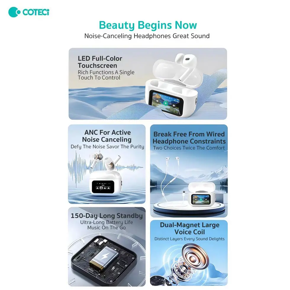 Bluetooth Slusalice Coteci Ms-028 AI Bele
