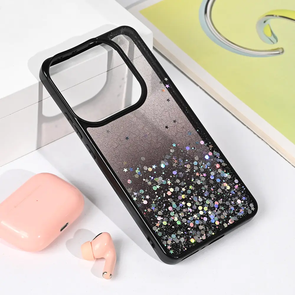 Torbica Frame Glitter za Xiaomi Redmi Note 14 5G Crna