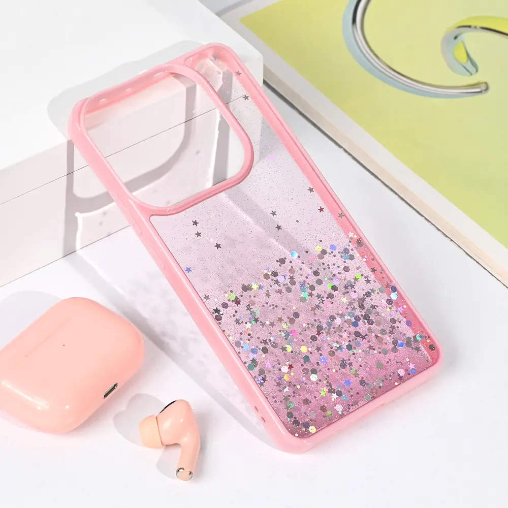 Torbica Frame Glitter za Xiaomi Redmi Note 14 5G Roze
