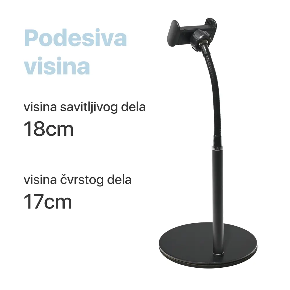Desktop Drzac za Mobilni Telefon Fleksibilni Crni