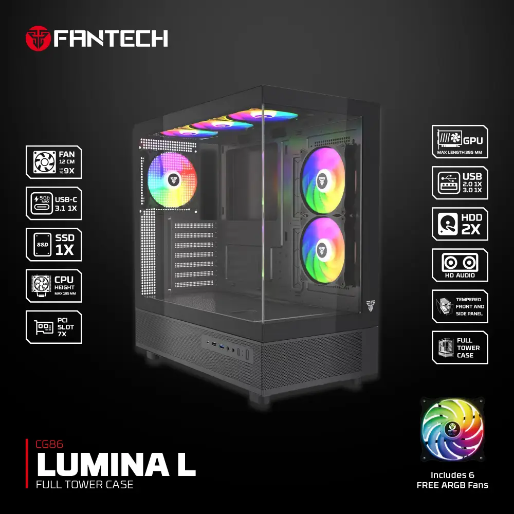 Kuciste Gaming Fantech CG86 Lumina L Crno