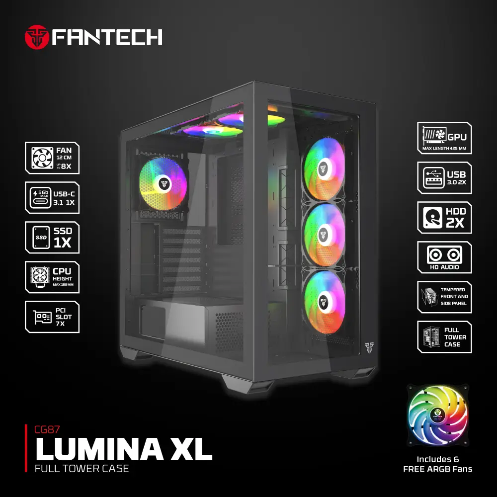 Kuciste Gaming Fantech CG87 Lumina XL Crno