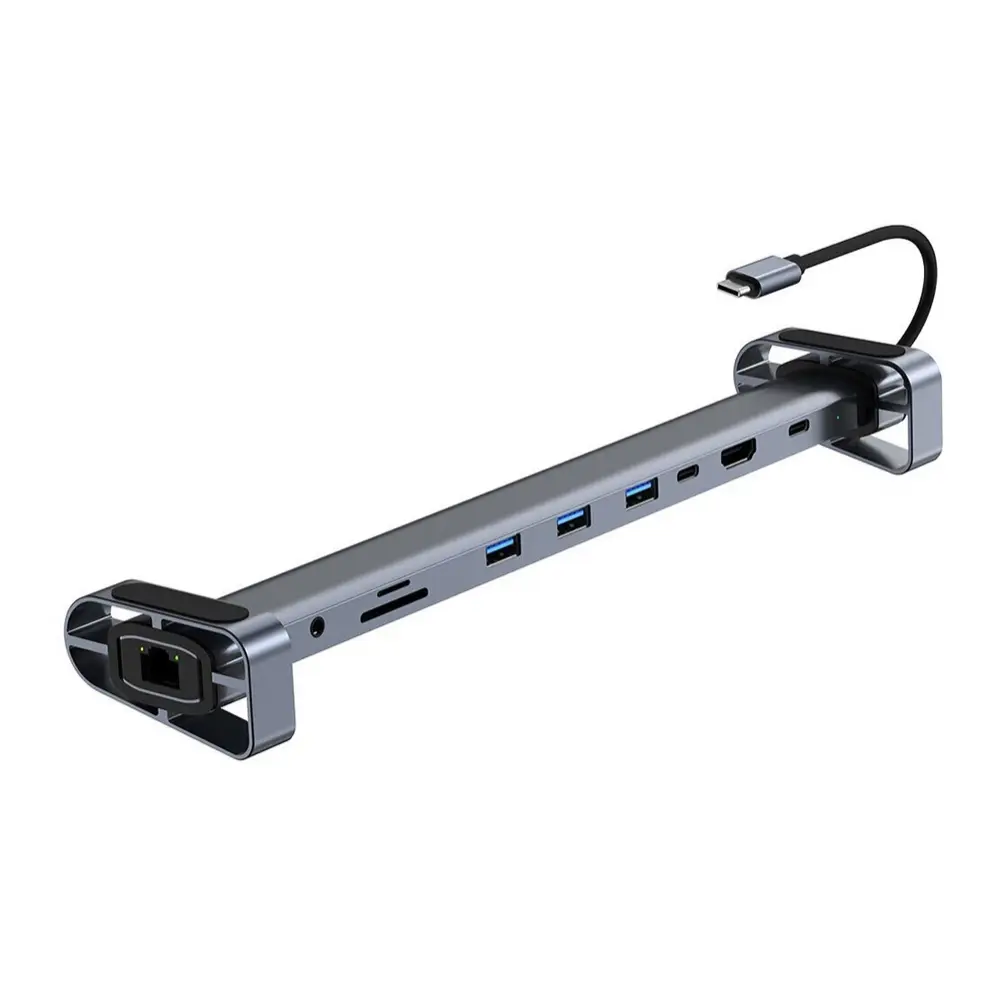 Adapter Type C Jwd-tc45 na Lan, Pd, Hdmi, Type C, 3X USB 3.0, Sd, Tf, 3.5mm 10 u 1 Sivi