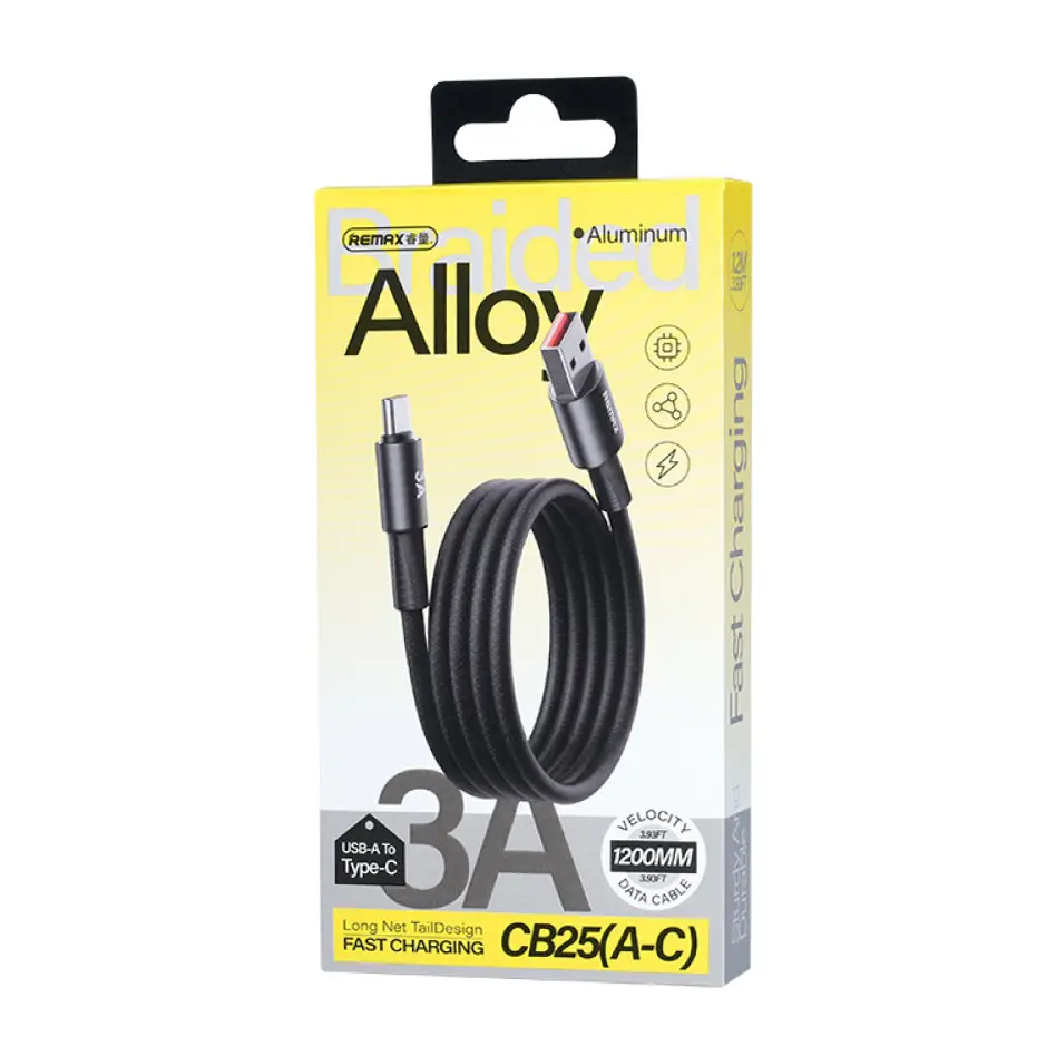 Data Kabl Remax Velocity CB25 Fast Charging 3A USB na Type C 1.2m Crni