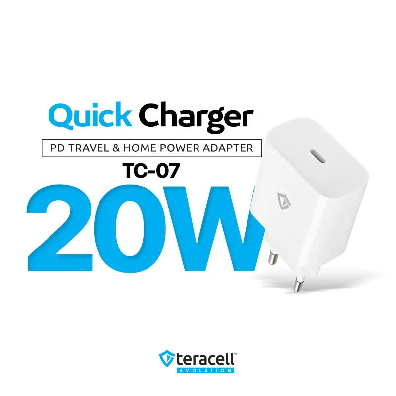 Kucni Punjac Teracell Evolution TC-07 PD Fast Charging 20W Beli CE
