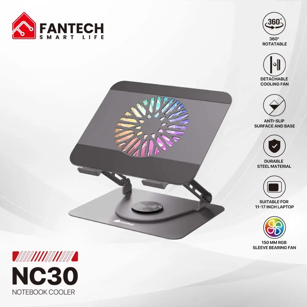 Laptop Cooler Fantech NC30 RGB Sivi