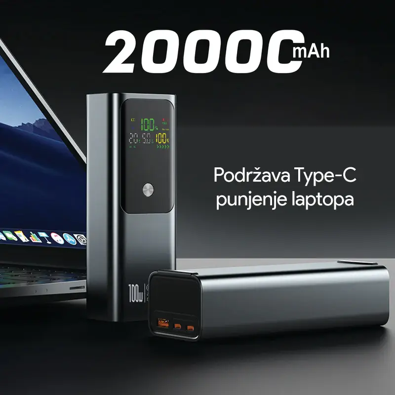 Power Bank Prenosiva Baterija Oxpower Pd100w 20000mah Crna