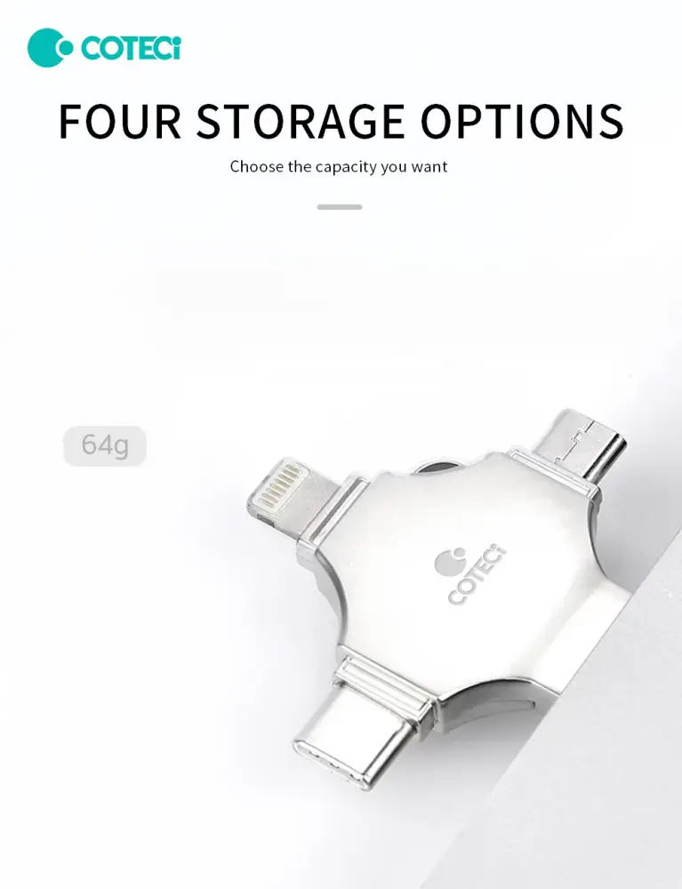 USB Flash Memorija Coteci Cs8836 64GB USB 3.0/micro Usb/type C/lightning