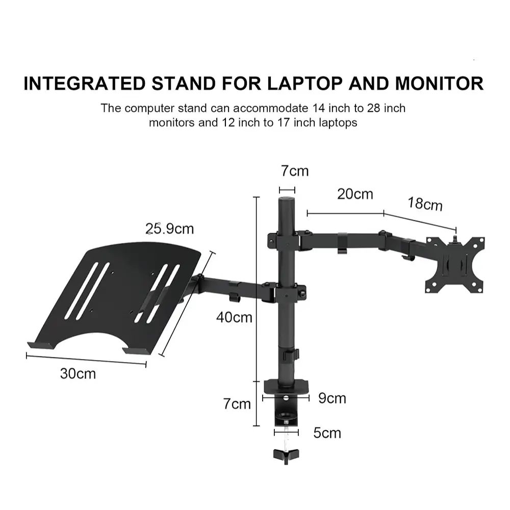 Drzac za Monitor + Laptop Podesivi Crni