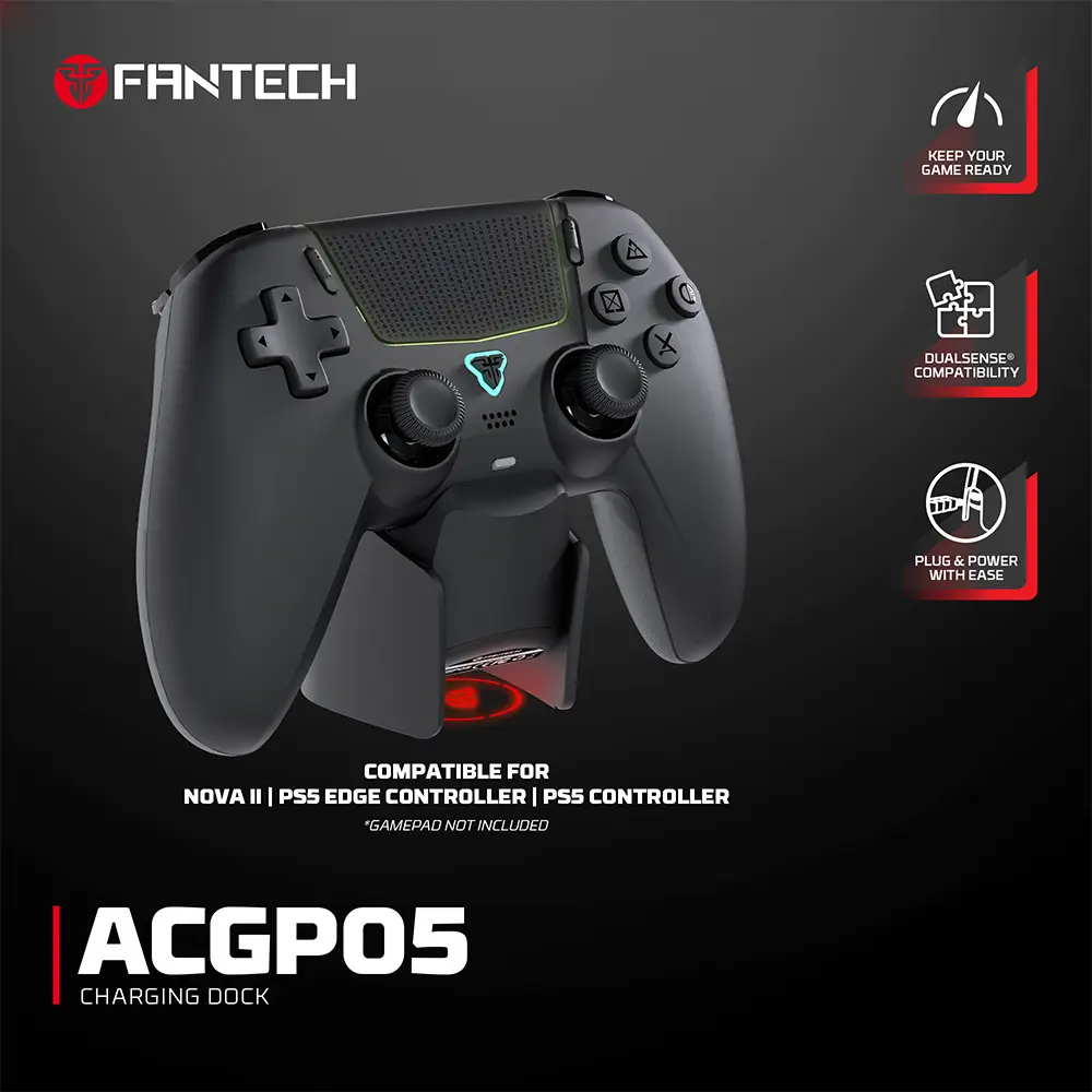 Joypad Wireless Charging Dock Fantech Acgp05 Wgp16, PS5 Compatible Crni