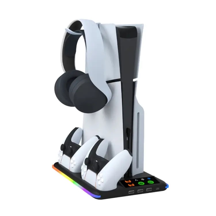 Ha8008 EL RGB Multifunkcionalni Punjac i Cooler za PS5 Konzolu Crni