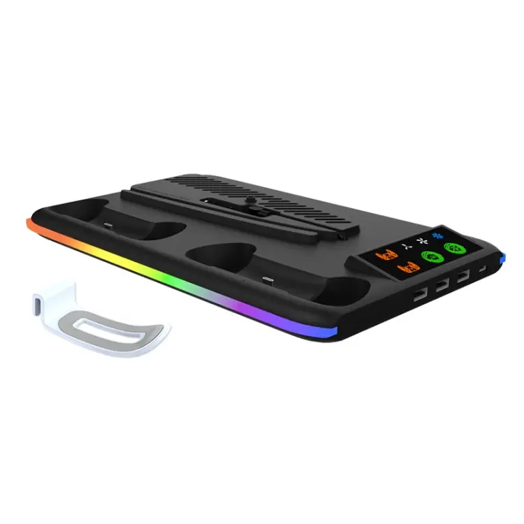 Ha8008 EL RGB Multifunkcionalni Punjac i Cooler za PS5 Konzolu Crni