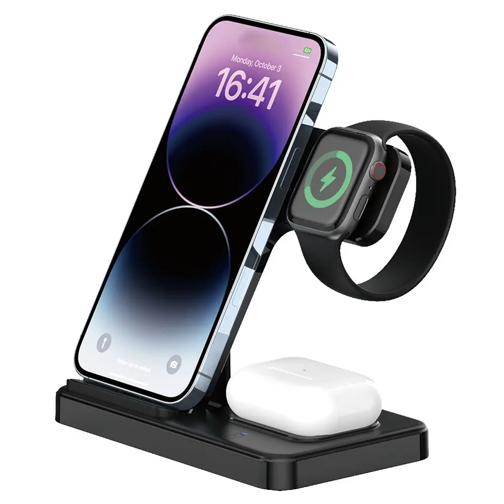 Desktop Drzac za Mobilni Telefon Z5G 3U1 (wireless Punjac za Mobilni Telefon, Slusalice i Apple Smart Watch)