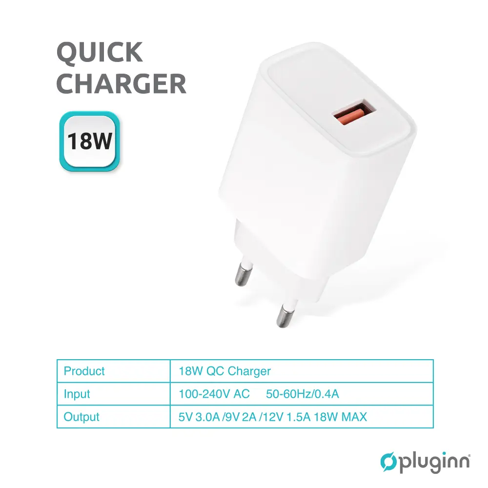 Kucni Punjac Pluginn AJ-18 Qc3.0 18W sa Micro USB Kablom Beli CE