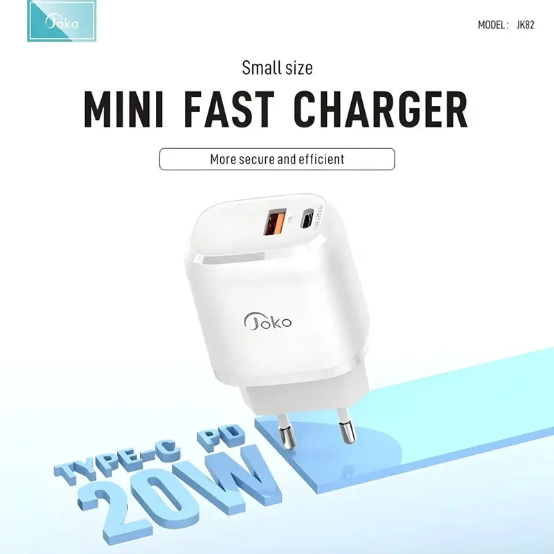 Kucni Punjac Konfulon JK82 + DC64 PD 20w, QC 18w, sa Kablom USB na Lightning Beli