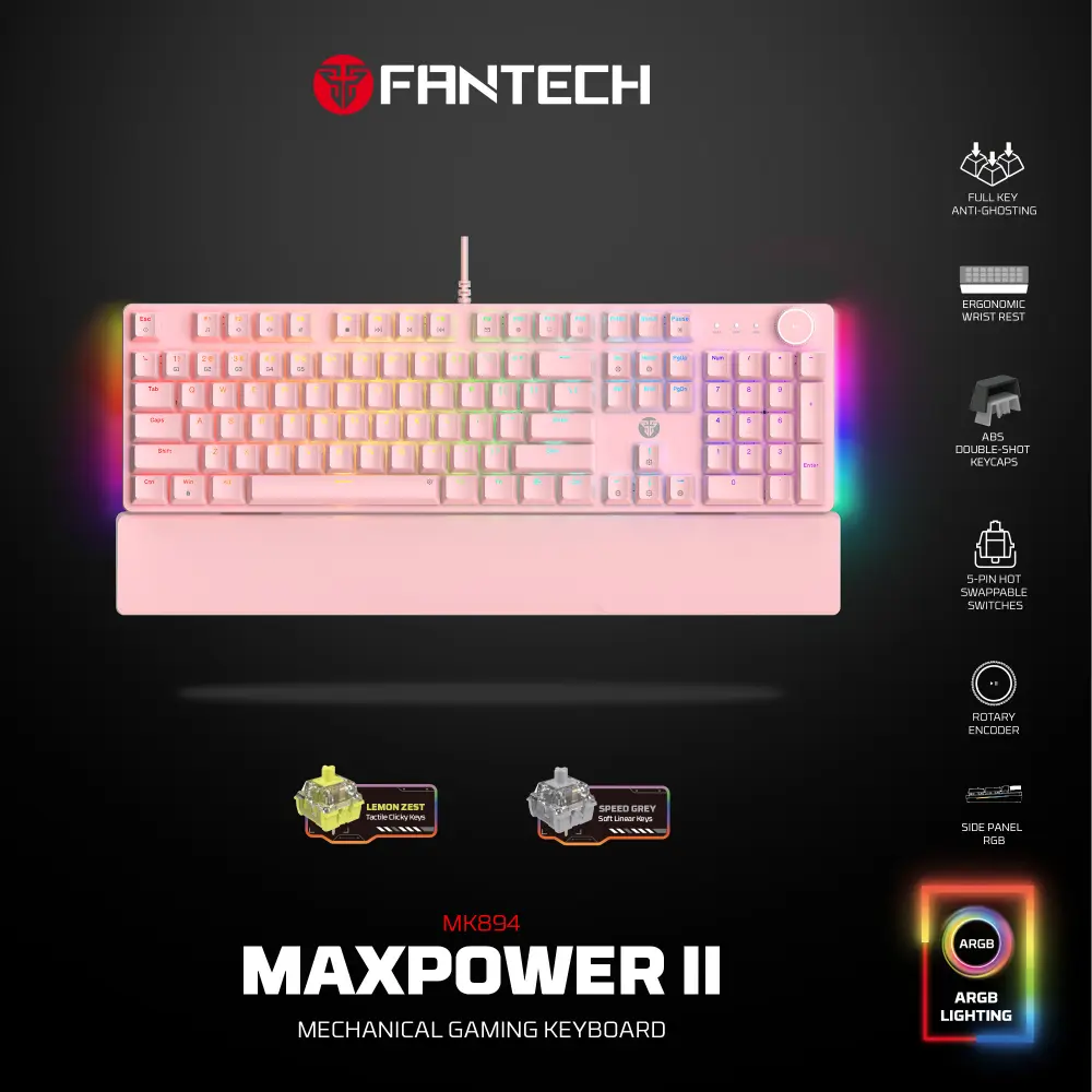 Tastatura Mehanicka Gaming Fantech MK894 RGB Maxpower II Sakura (speed Grey Switch)
