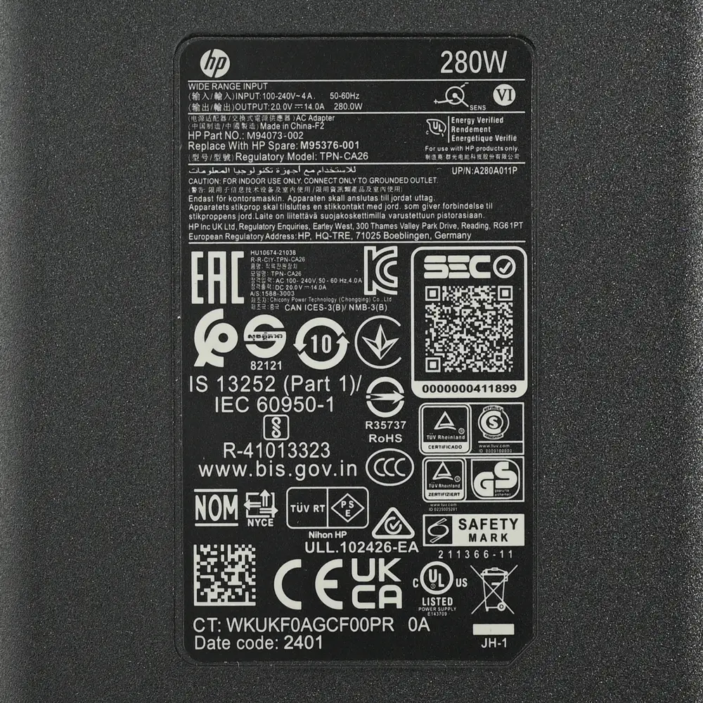 Punjac za Laptop HP 280W 20V 14A (4.5*3.0) HQ JC